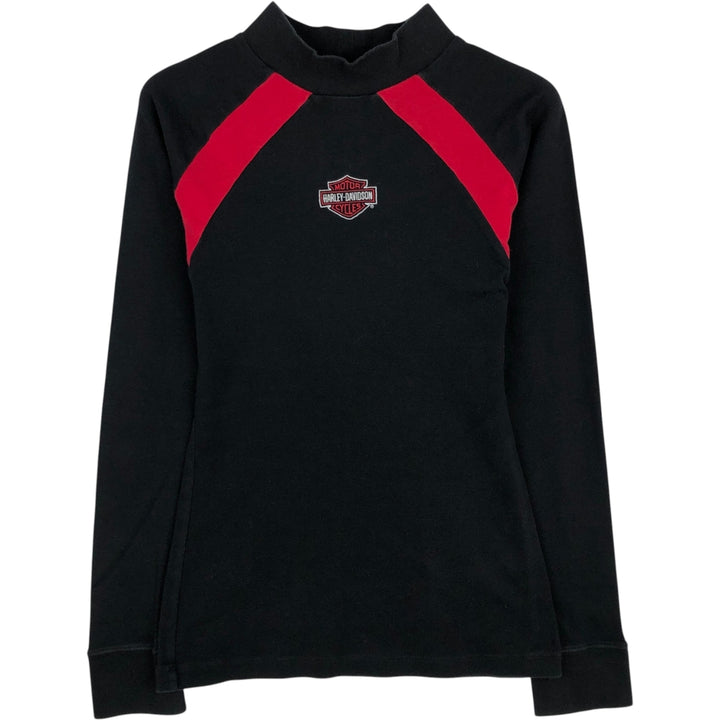 2000'S Harley-Davidson Mock Neck Long-Sleeve T-Shirt (Women's Size M) cotton black type Vintage Second Hand