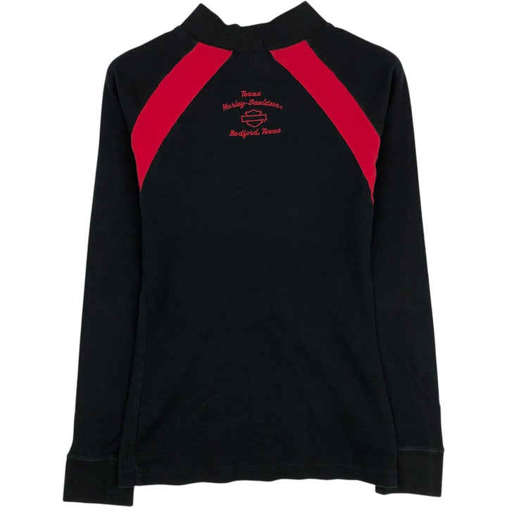 2000'S Harley-Davidson Mock Neck Long-Sleeve T-Shirt (Women's Size M) cotton black type Vintage Second Hand