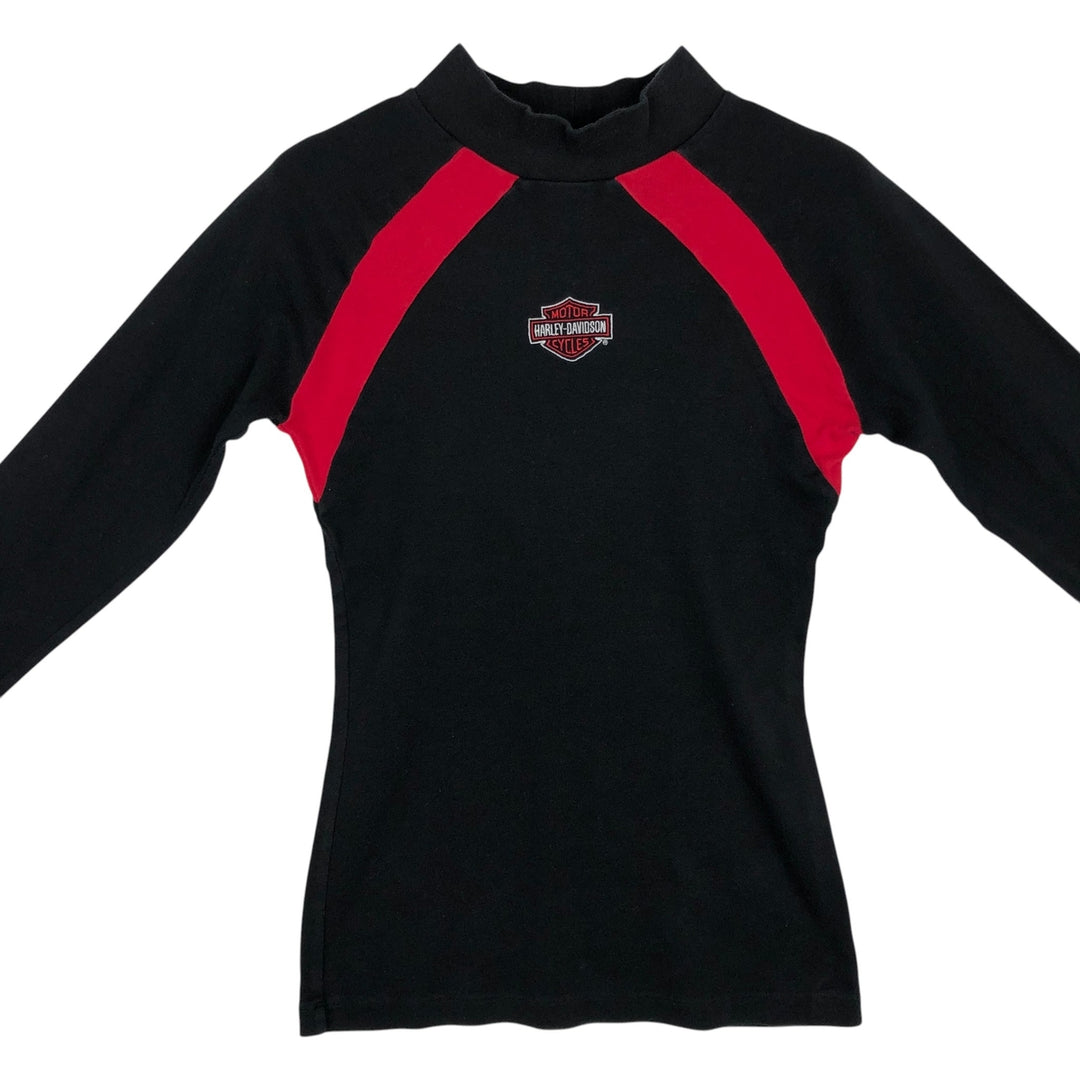 2000'S Harley-Davidson Mock Neck Long-Sleeve T-Shirt (Women's Size M) cotton black type Vintage Second Hand