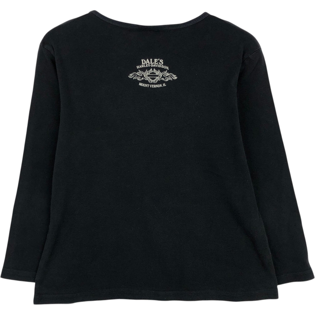Harley-Davidson Eagle Pattern T-Shirt with Rhinestones, 3/4 Sleeve, Women's Size M (approx.) unclear black type Vintage Second Hand