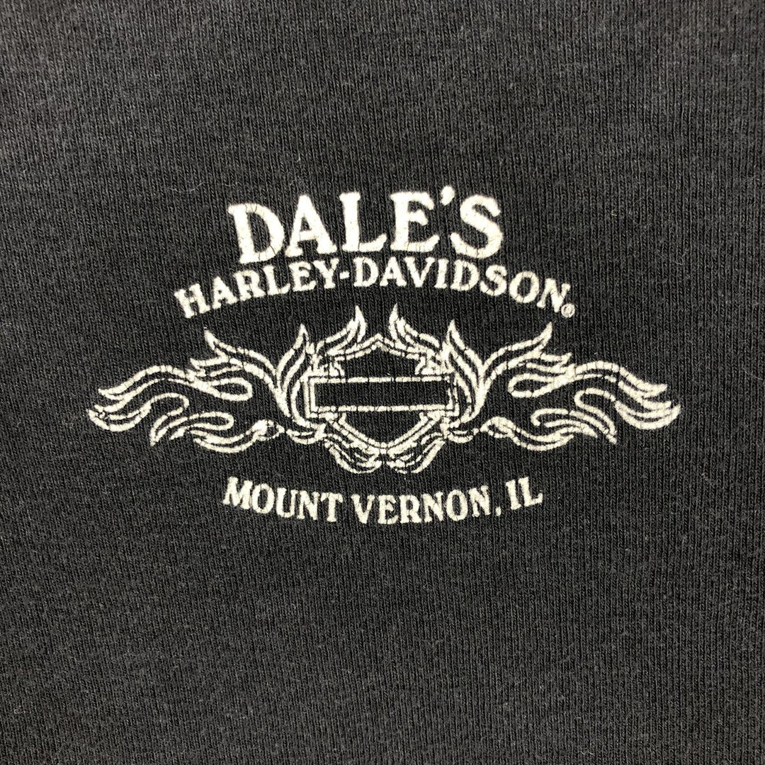 Harley-Davidson Eagle Pattern T-Shirt with Rhinestones, 3/4 Sleeve, Women's Size M (approx.) unclear black type Vintage Second Hand