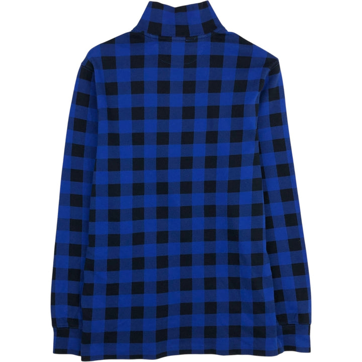 Ralph Lauren POLO RALPH LAUREN Check Pattern Half-Zip Long T-Shirt (Women's Size M) cotton blue type Vintage Second Hand