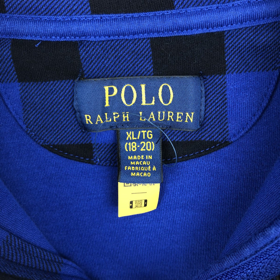 Ralph Lauren POLO RALPH LAUREN Check Pattern Half-Zip Long T-Shirt (Women's Size M) cotton blue type Vintage Second Hand