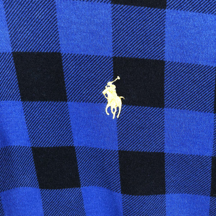 Ralph Lauren POLO RALPH LAUREN Check Pattern Half-Zip Long T-Shirt (Women's Size M) cotton blue type Vintage Second Hand