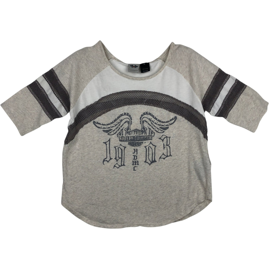 Harley-Davidson 3/4 Sleeve Raglan T-Shirt, Women's Size XL (approx.) cotton white type Vintage Second Hand