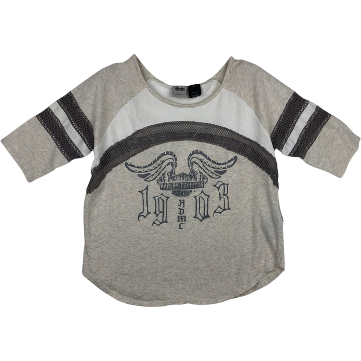 Harley-Davidson 3/4 Sleeve Raglan T-Shirt, Women's Size XL (approx.) cotton white type Vintage Second Hand