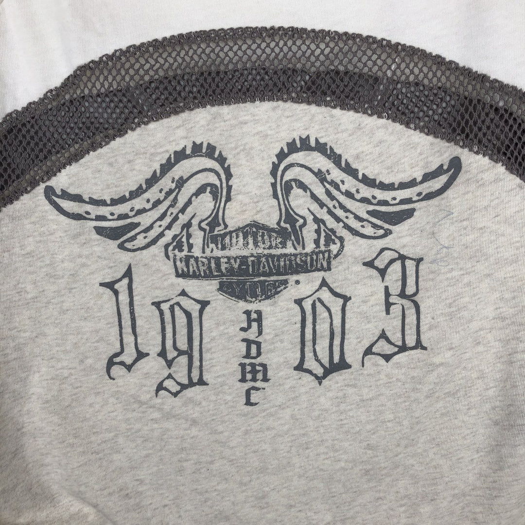 Harley-Davidson 3/4 Sleeve Raglan T-Shirt, Women's Size XL (approx.) cotton white type Vintage Second Hand