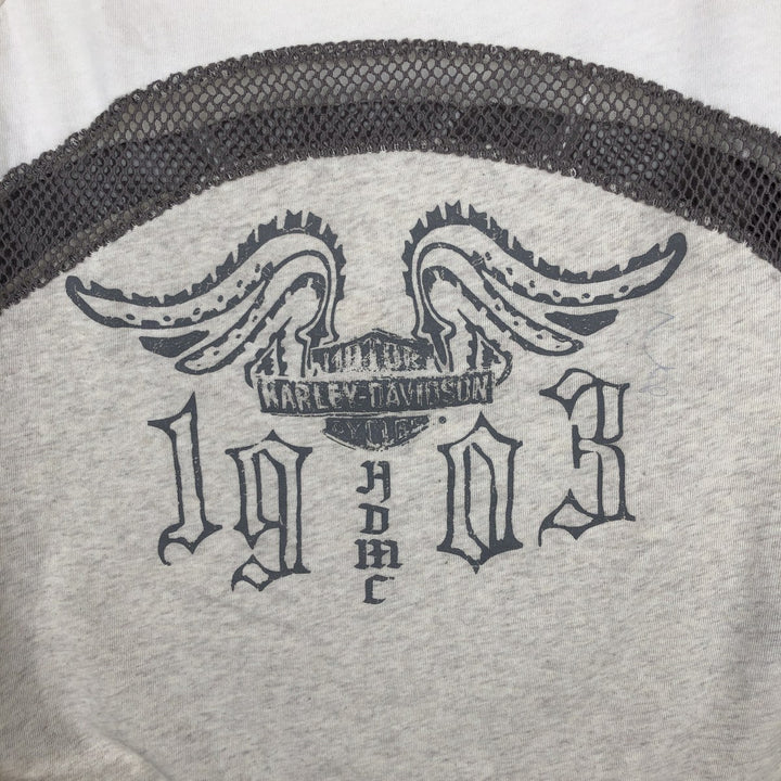 Harley-Davidson 3/4 Sleeve Raglan T-Shirt, Women's Size XL (approx.) cotton white type Vintage Second Hand