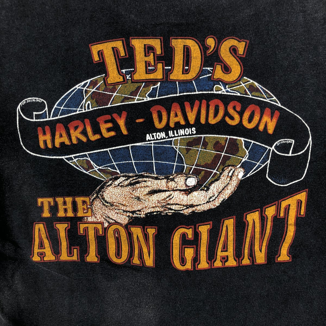 80'S Hanes Blue Tag Eagle Pattern Harley-Davidson Motorcycle T-Shirt, Men's Size S (Equivalent), Vintage cotton Charcoal Vintage Second Hand