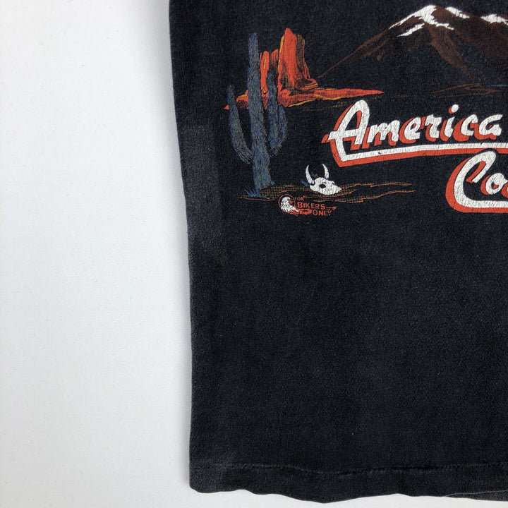 80'S Hanes Blue Tag Eagle Pattern Harley-Davidson Motorcycle T-Shirt, Men's Size S (Equivalent), Vintage cotton Charcoal Vintage Second Hand