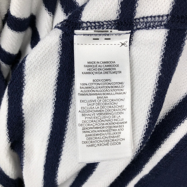 Ralph Lauren POLO RALPH LAUREN Striped Pattern Sweatshirt with One-Point Logo (Men's Size M) cotton navy blue type Vintage Second Hand