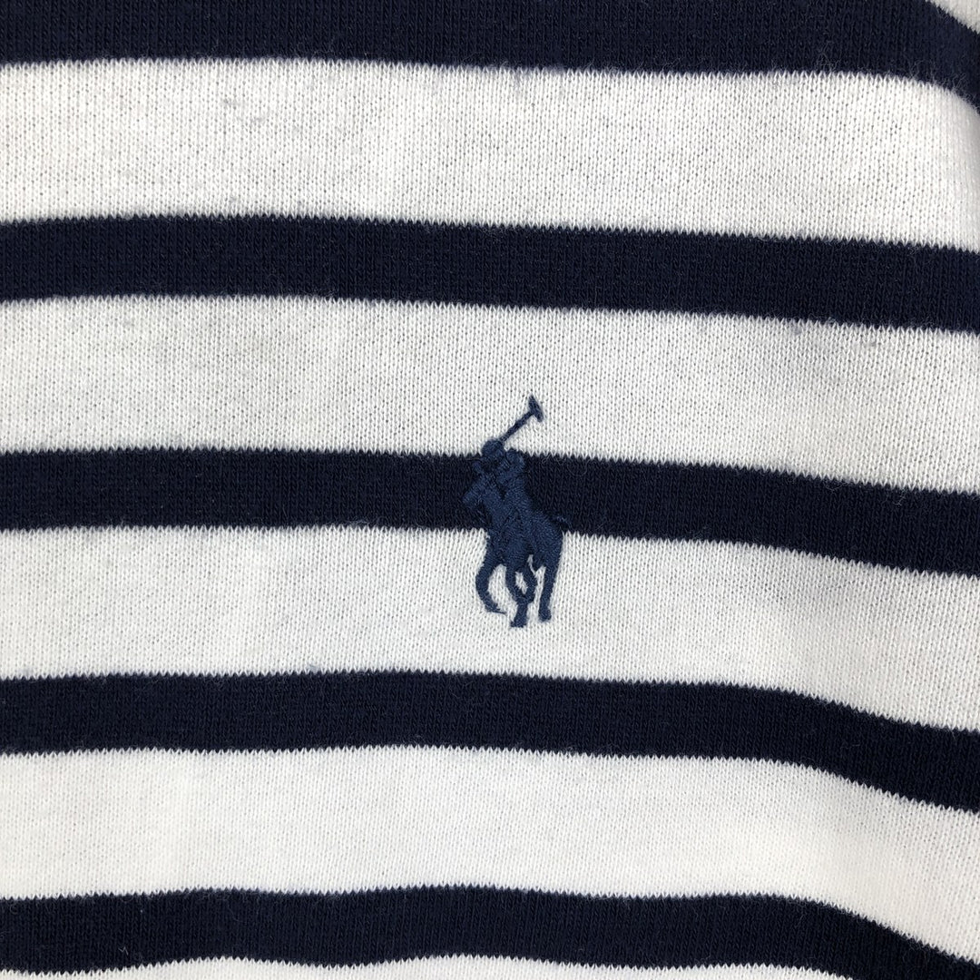 Ralph Lauren POLO RALPH LAUREN Striped Pattern Sweatshirt with One-Point Logo (Men's Size M) cotton navy blue type Vintage Second Hand