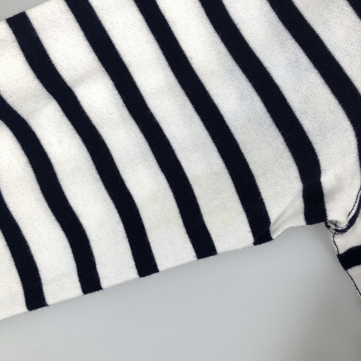 Ralph Lauren POLO RALPH LAUREN Striped Pattern Sweatshirt with One-Point Logo (Men's Size M) cotton navy blue type Vintage Second Hand