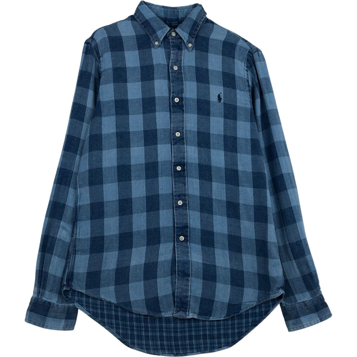 Ralph Lauren CLASSIC FIT Buffalo Check Long-Sleeve Button-Down Check Shirt, Men's Size M (approx.) cotton blue type Vintage Second Hand