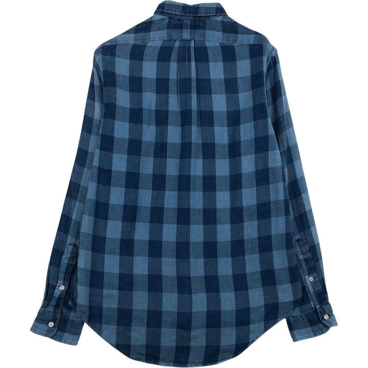 Ralph Lauren CLASSIC FIT Buffalo Check Long-Sleeve Button-Down Check Shirt, Men's Size M (approx.) cotton blue type Vintage Second Hand