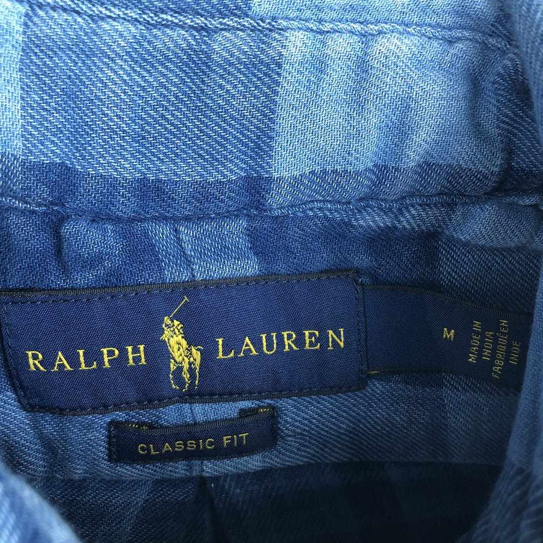 Ralph Lauren CLASSIC FIT Buffalo Check Long-Sleeve Button-Down Check Shirt, Men's Size M (approx.) cotton blue type Vintage Second Hand