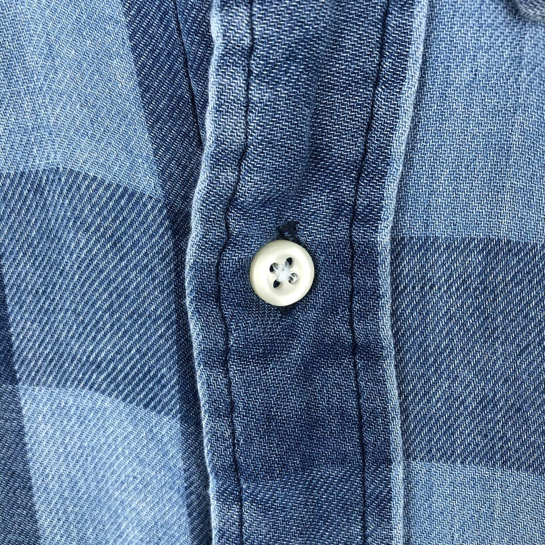 Ralph Lauren CLASSIC FIT Buffalo Check Long-Sleeve Button-Down Check Shirt, Men's Size M (approx.) cotton blue type Vintage Second Hand