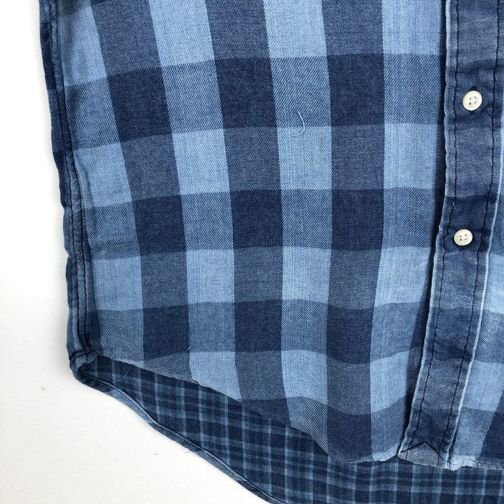 Ralph Lauren CLASSIC FIT Buffalo Check Long-Sleeve Button-Down Check Shirt, Men's Size M (approx.) cotton blue type Vintage Second Hand