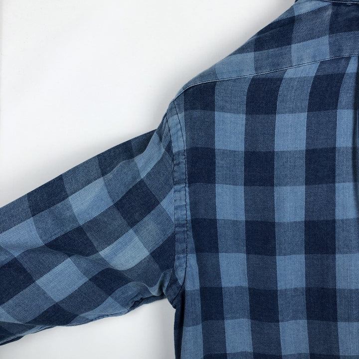 Ralph Lauren CLASSIC FIT Buffalo Check Long-Sleeve Button-Down Check Shirt, Men's Size M (approx.) cotton blue type Vintage Second Hand