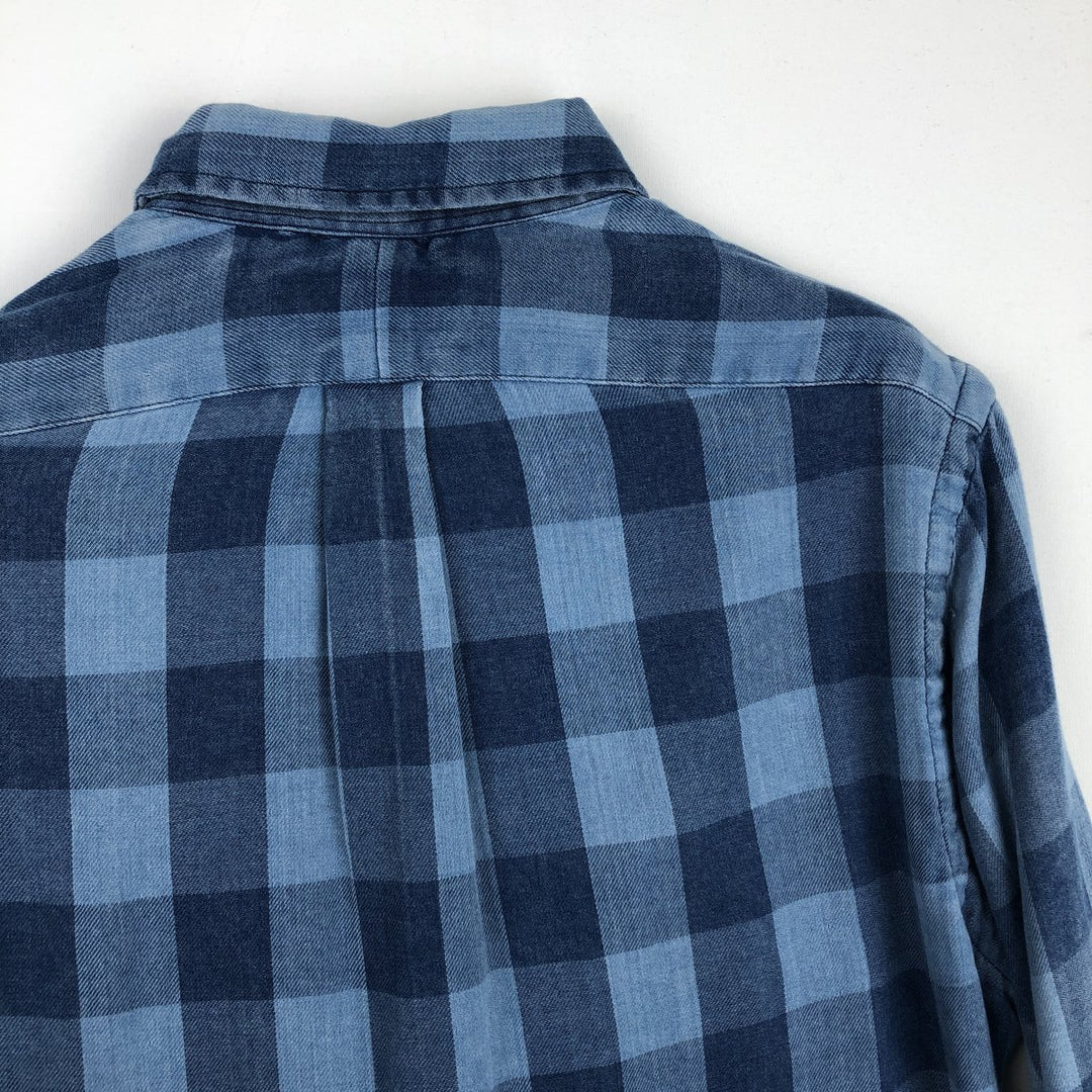 Ralph Lauren CLASSIC FIT Buffalo Check Long-Sleeve Button-Down Check Shirt, Men's Size M (approx.) cotton blue type Vintage Second Hand