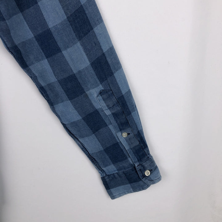 Ralph Lauren CLASSIC FIT Buffalo Check Long-Sleeve Button-Down Check Shirt, Men's Size M (approx.) cotton blue type Vintage Second Hand