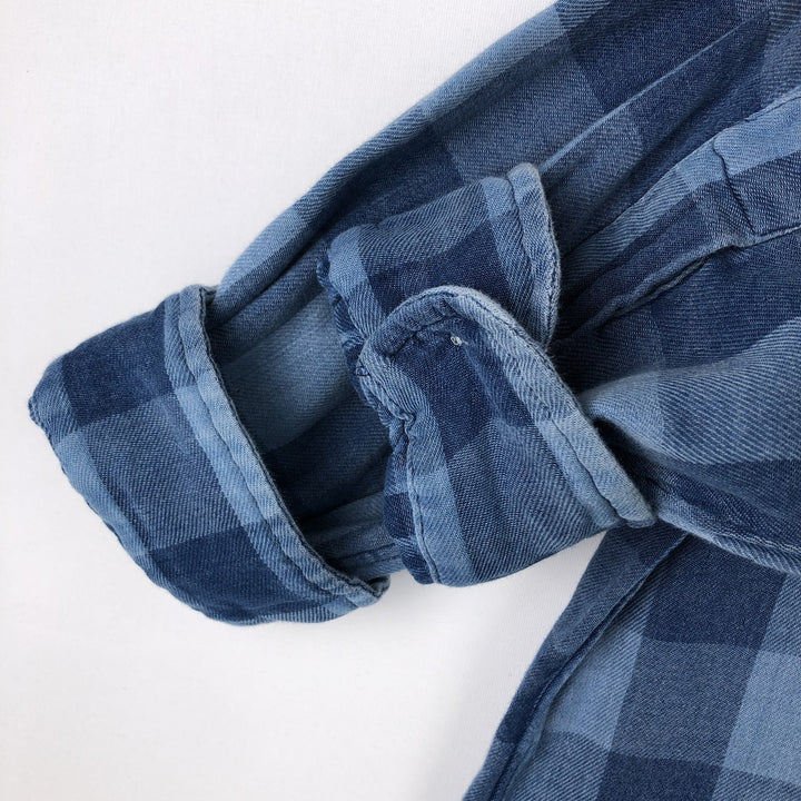 Ralph Lauren CLASSIC FIT Buffalo Check Long-Sleeve Button-Down Check Shirt, Men's Size M (approx.) cotton blue type Vintage Second Hand