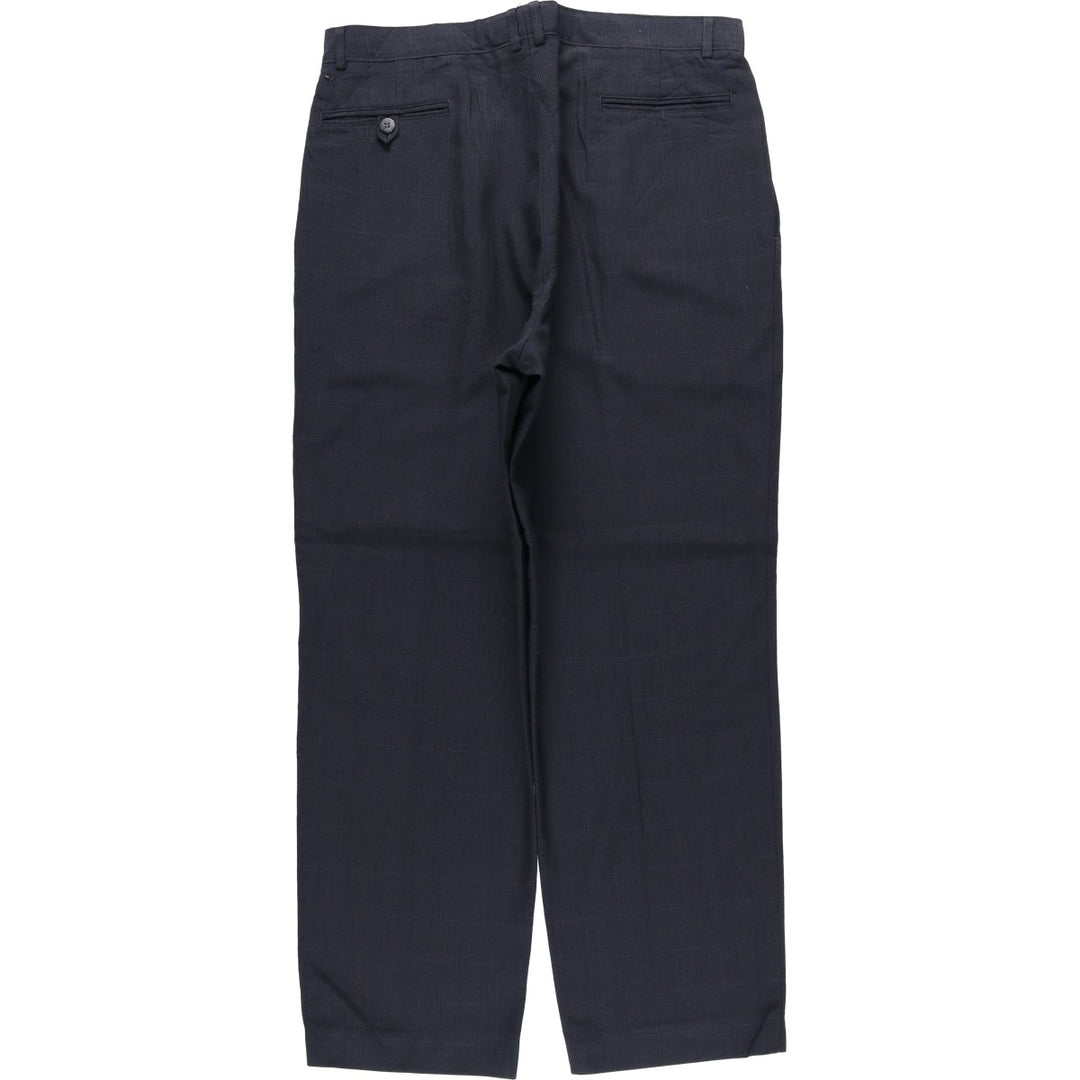 Gallery Check Pattern Two-Pleat Slacks Wide Pants Made in USA Men's W34 (approx.) polyester gray type Vintage Second Hand