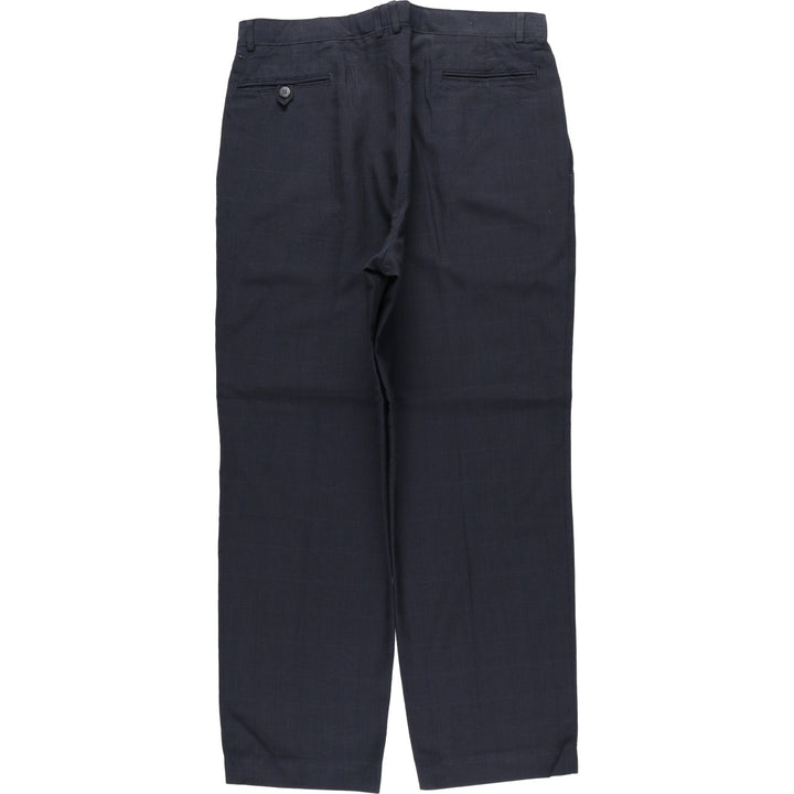 Gallery Check Pattern Two-Pleat Slacks Wide Pants Made in USA Men's W34 (approx.) polyester gray type Vintage Second Hand