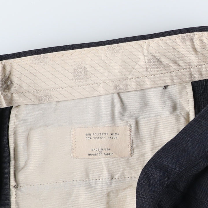 Gallery Check Pattern Two-Pleat Slacks Wide Pants Made in USA Men's W34 (approx.) polyester gray type Vintage Second Hand