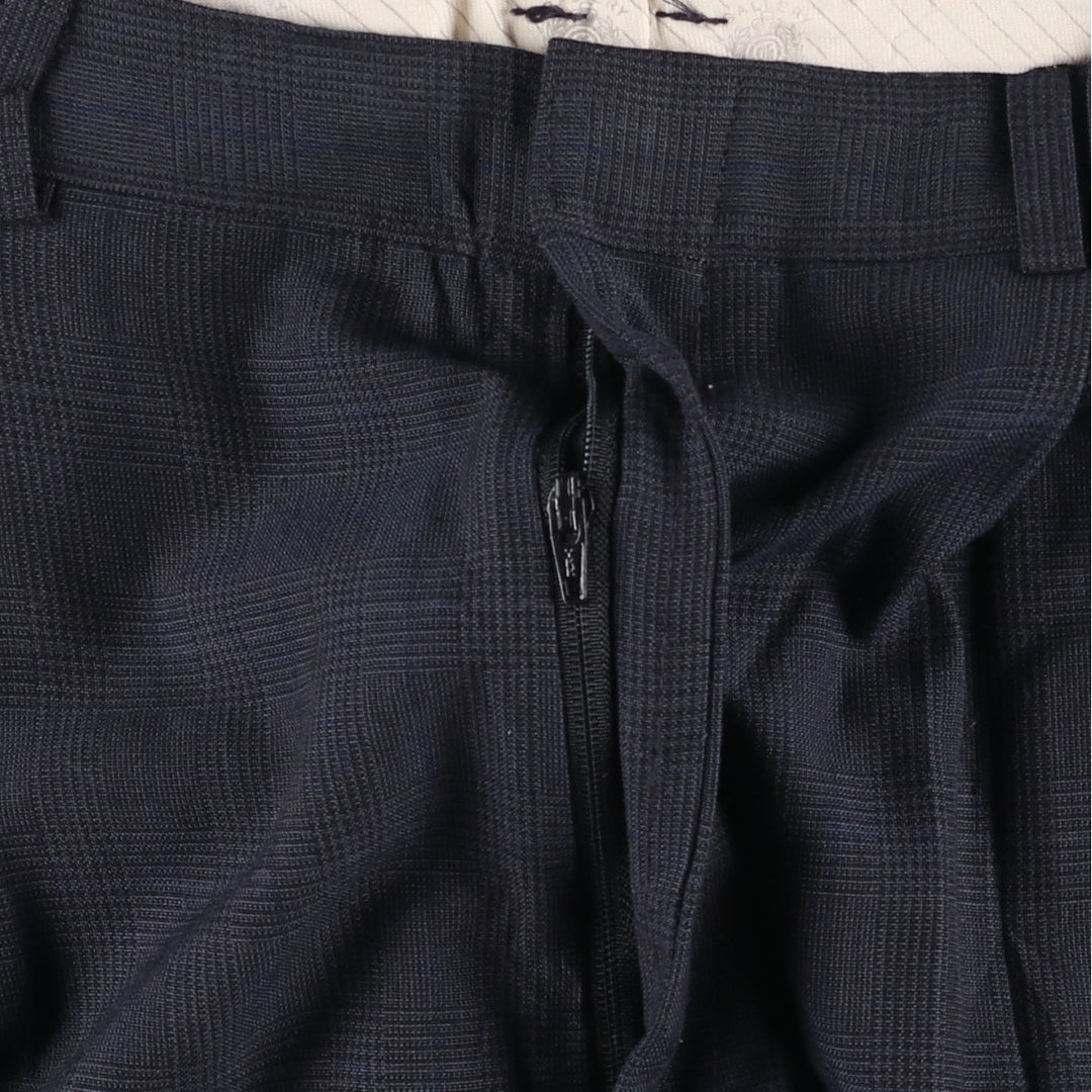 Gallery Check Pattern Two-Pleat Slacks Wide Pants Made in USA Men's W34 (approx.) polyester gray type Vintage Second Hand