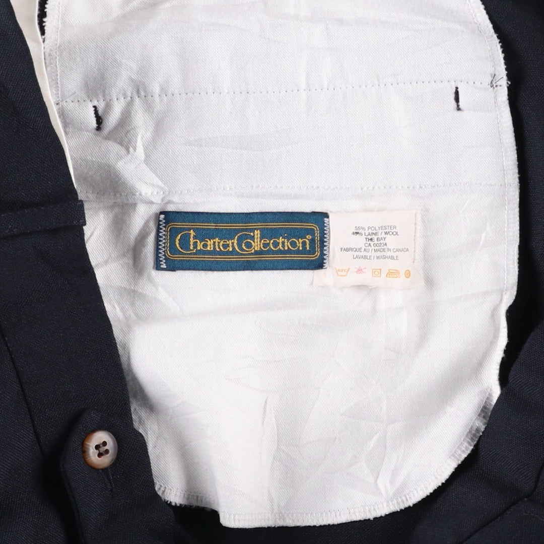 Charter Collection Wide-leg Slacks, Made in Canada, Men's Size W37 (approx.), Vintage polyester navy blue type Vintage Second Hand