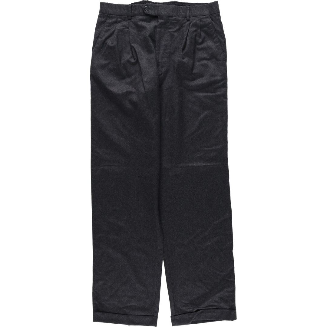 1990'S Grant Thomas Two-Pleat Wool Trousers, Made in Italy, Men's Size W34 (approx.), Vintage wool Charcoal Vintage Second Hand