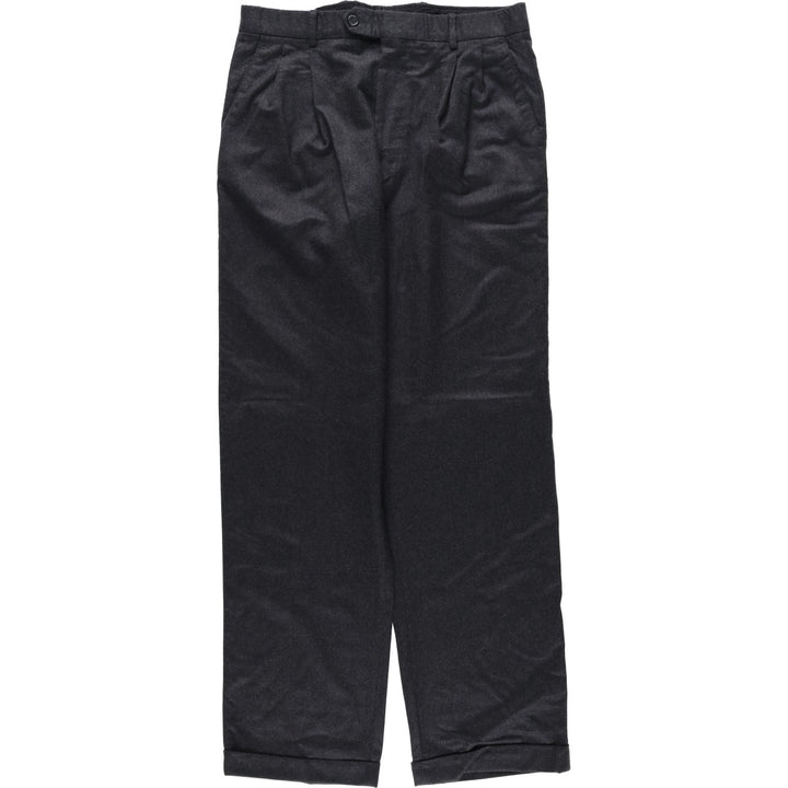 1990'S Grant Thomas Two-Pleat Wool Trousers, Made in Italy, Men's Size W34 (approx.), Vintage wool Charcoal Vintage Second Hand