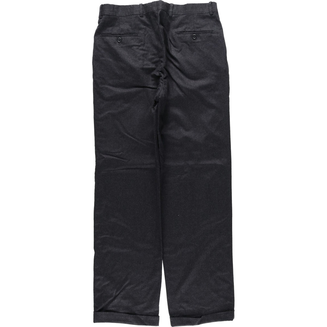1990'S Grant Thomas Two-Pleat Wool Trousers, Made in Italy, Men's Size W34 (approx.), Vintage wool Charcoal Vintage Second Hand