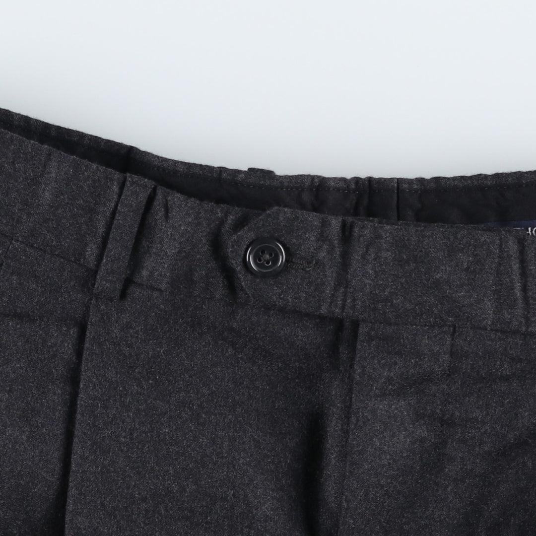 1990'S Grant Thomas Two-Pleat Wool Trousers, Made in Italy, Men's Size W34 (approx.), Vintage wool Charcoal Vintage Second Hand