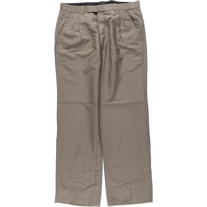 ~90'S Stripe Pattern Two-Pleat Wide-Leg Trousers Men's W33 (approx.) Vintage unclear Charcoal Vintage Second Hand