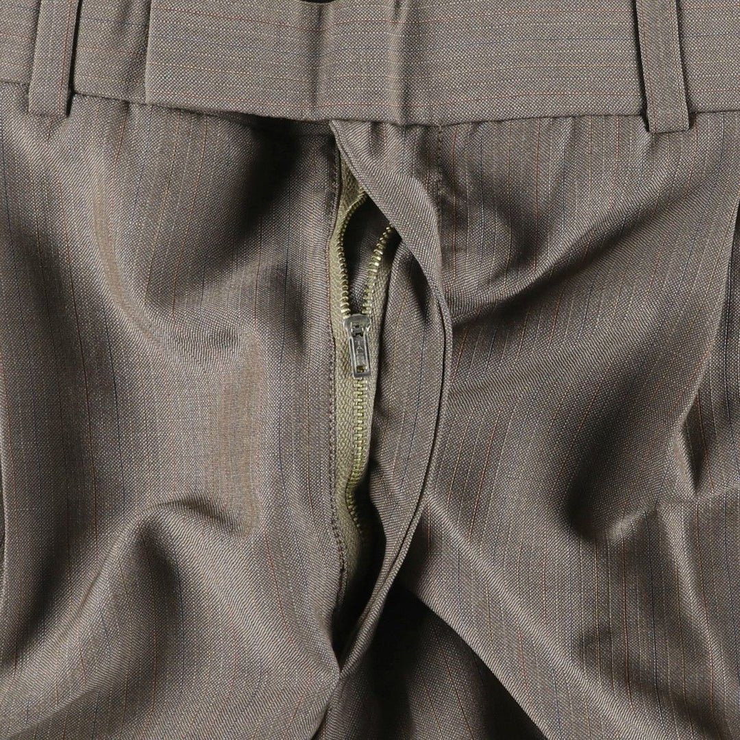 ~90'S Stripe Pattern Two-Pleat Wide-Leg Trousers Men's W33 (approx.) Vintage unclear Charcoal Vintage Second Hand