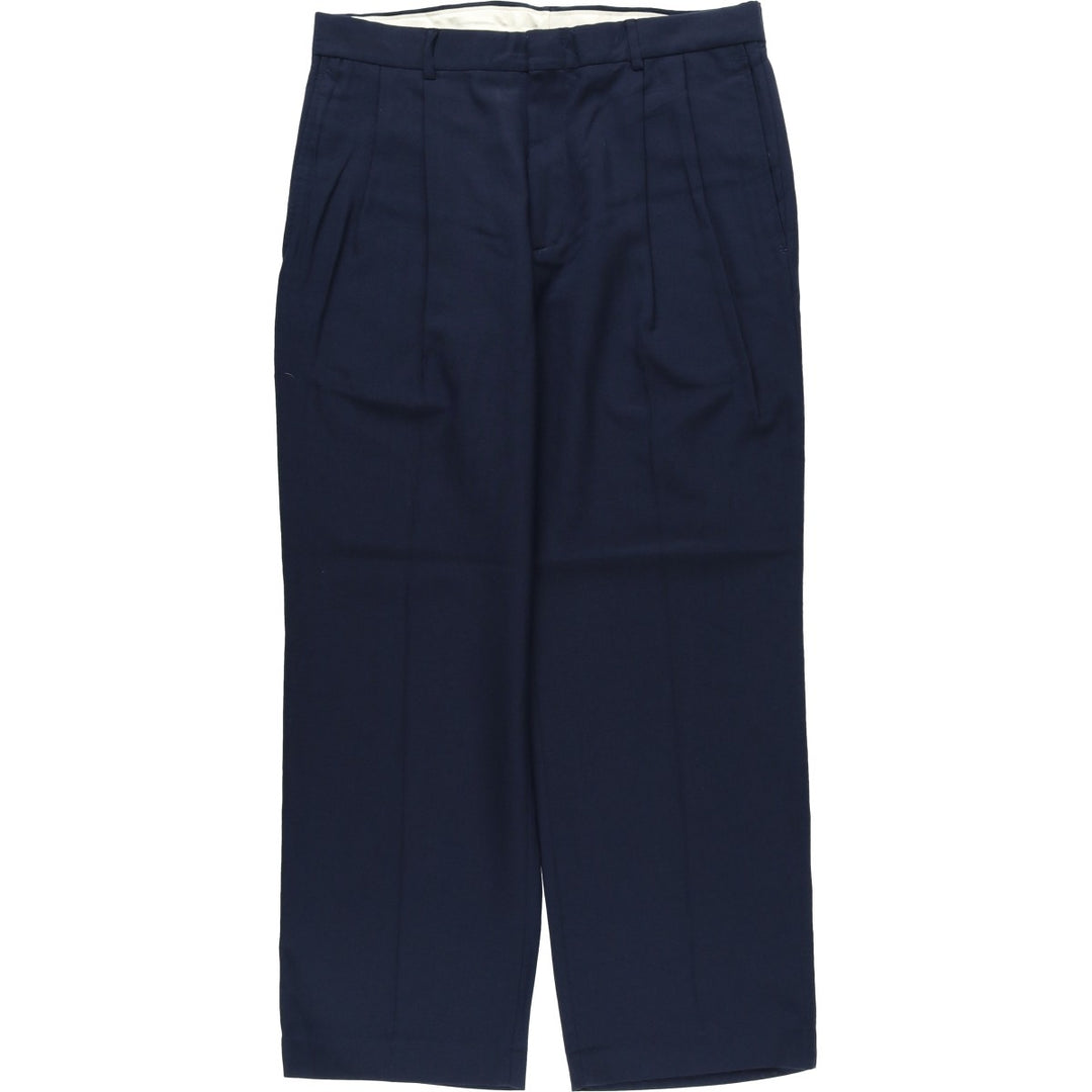 80s-90'S Town Craft Two-Pleat Slacks Pants, Men's Size W34 (approx.), Vintage polyester navy blue type Vintage Second Hand