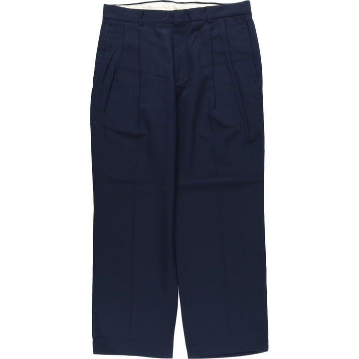 80s-90'S Town Craft Two-Pleat Slacks Pants, Men's Size W34 (approx.), Vintage polyester navy blue type Vintage Second Hand