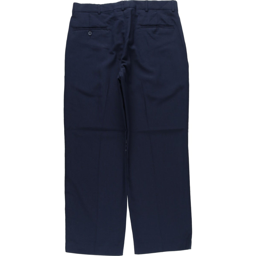 80s-90'S Town Craft Two-Pleat Slacks Pants, Men's Size W34 (approx.), Vintage polyester navy blue type Vintage Second Hand