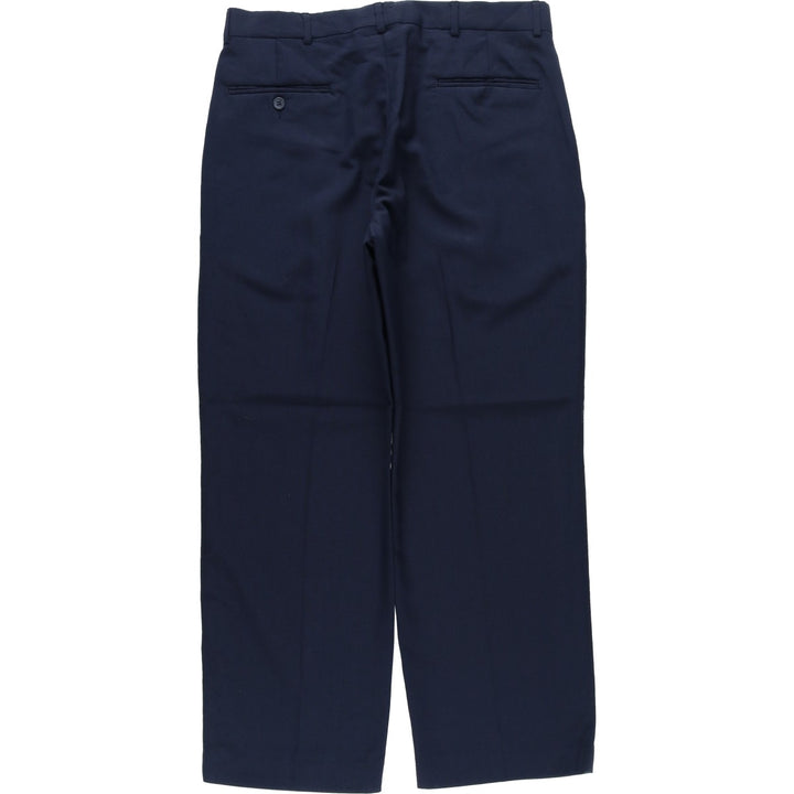 80s-90'S Town Craft Two-Pleat Slacks Pants, Men's Size W34 (approx.), Vintage polyester navy blue type Vintage Second Hand
