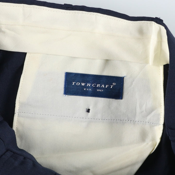 80s-90'S Town Craft Two-Pleat Slacks Pants, Men's Size W34 (approx.), Vintage polyester navy blue type Vintage Second Hand