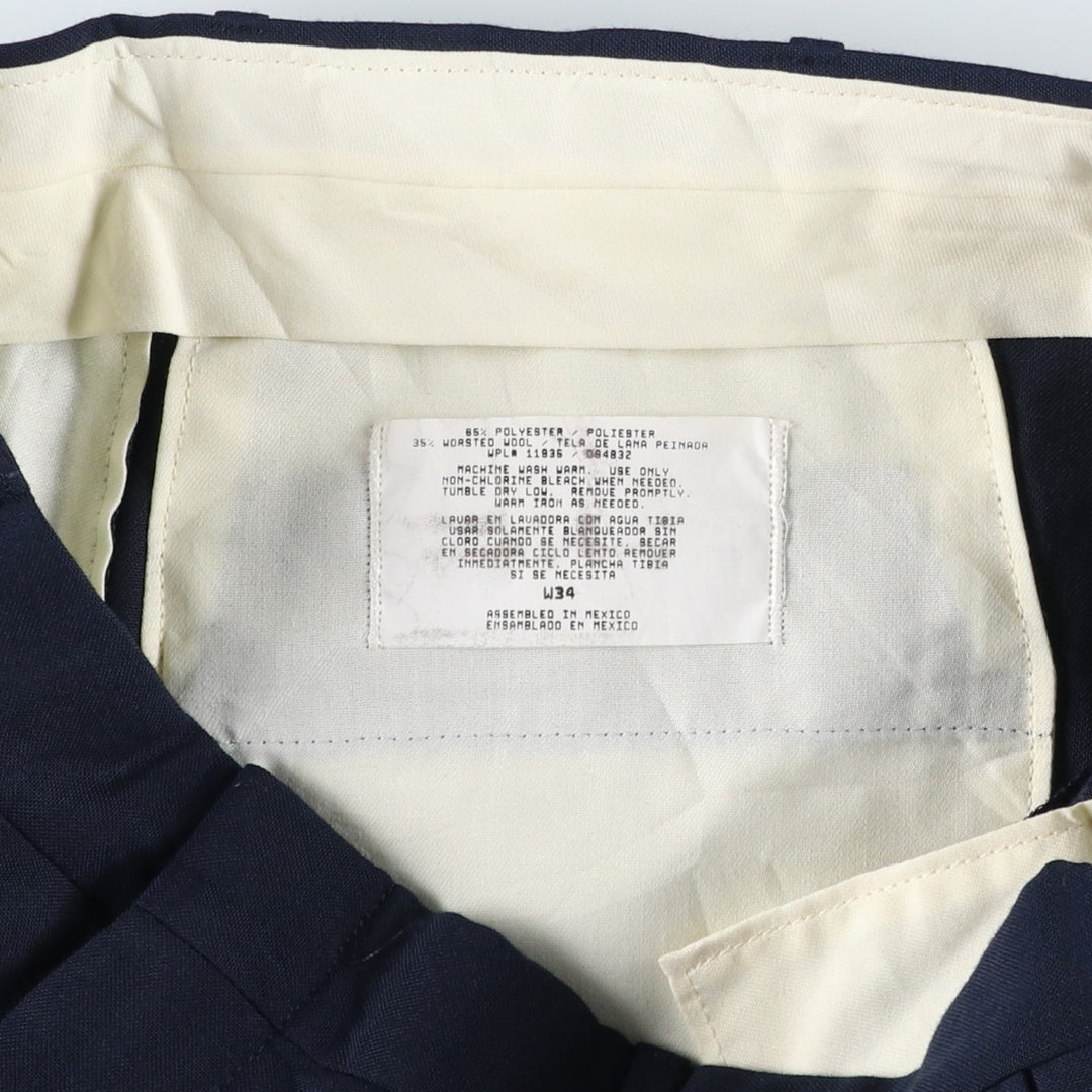 80s-90'S Town Craft Two-Pleat Slacks Pants, Men's Size W34 (approx.), Vintage polyester navy blue type Vintage Second Hand