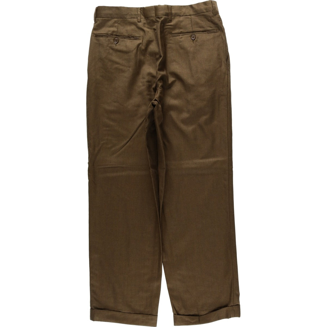 SANTORELLI LUXURY SERGE Two-Pleat Wool Trousers, Made in Italy, Men's Size W33 (approx.) wool brown type Vintage Second Hand