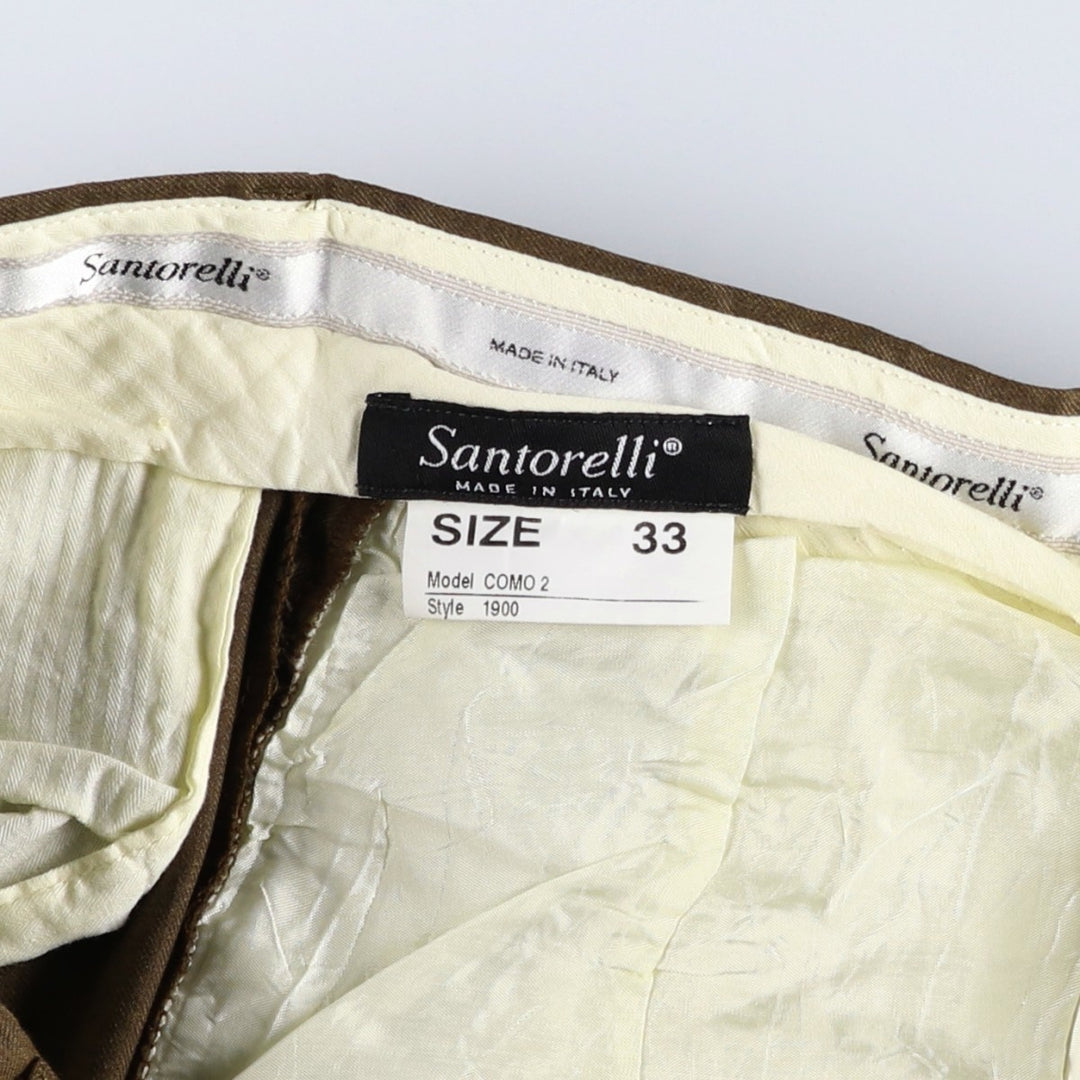 SANTORELLI LUXURY SERGE Two-Pleat Wool Trousers, Made in Italy, Men's Size W33 (approx.) wool brown type Vintage Second Hand