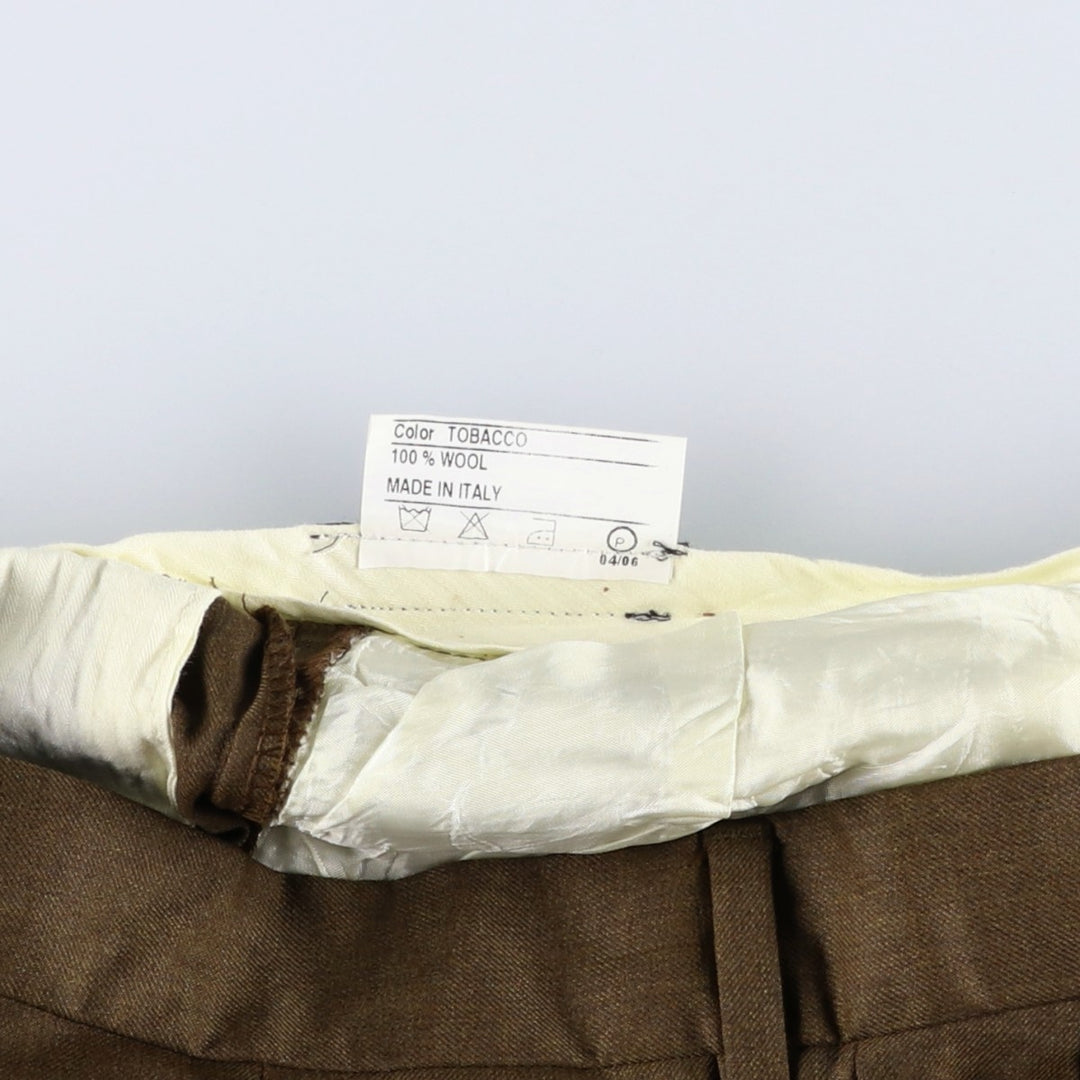 SANTORELLI LUXURY SERGE Two-Pleat Wool Trousers, Made in Italy, Men's Size W33 (approx.) wool brown type Vintage Second Hand
