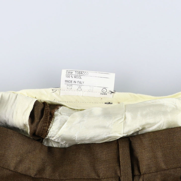 SANTORELLI LUXURY SERGE Two-Pleat Wool Trousers, Made in Italy, Men's Size W33 (approx.) wool brown type Vintage Second Hand