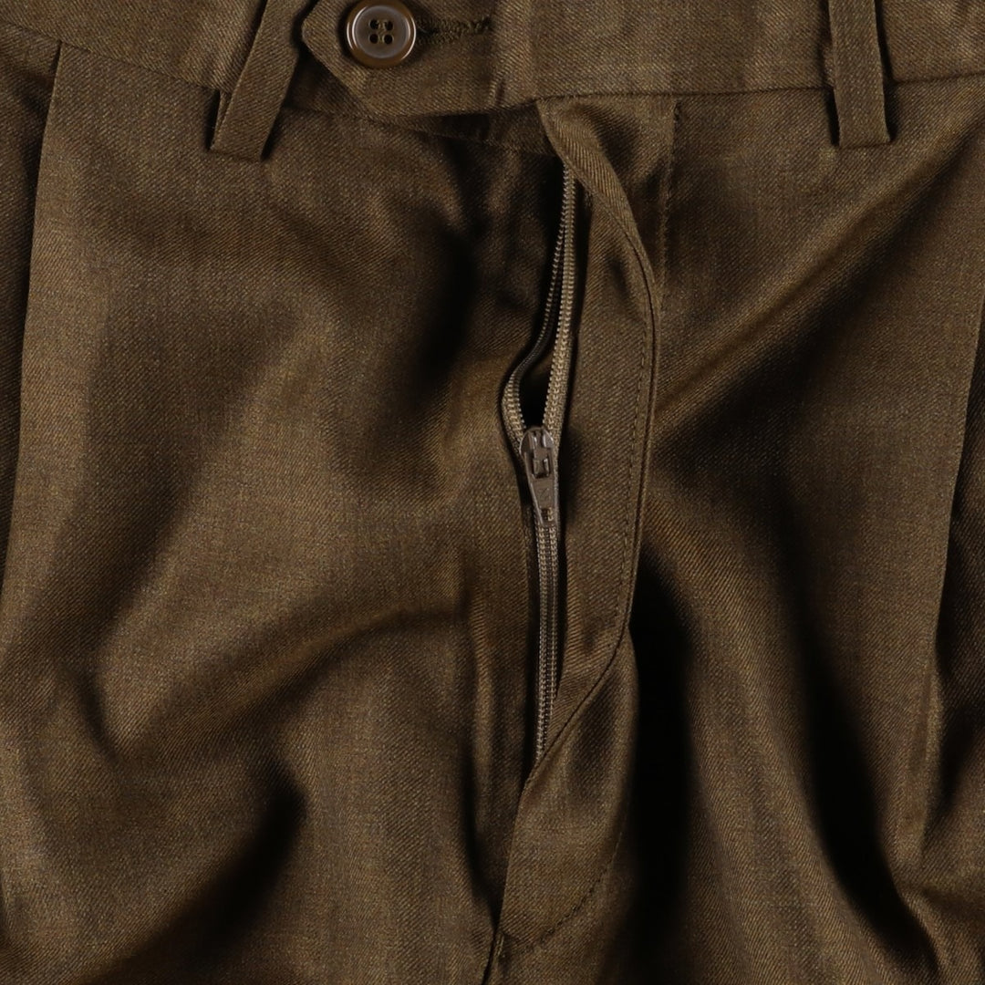 SANTORELLI LUXURY SERGE Two-Pleat Wool Trousers, Made in Italy, Men's Size W33 (approx.) wool brown type Vintage Second Hand