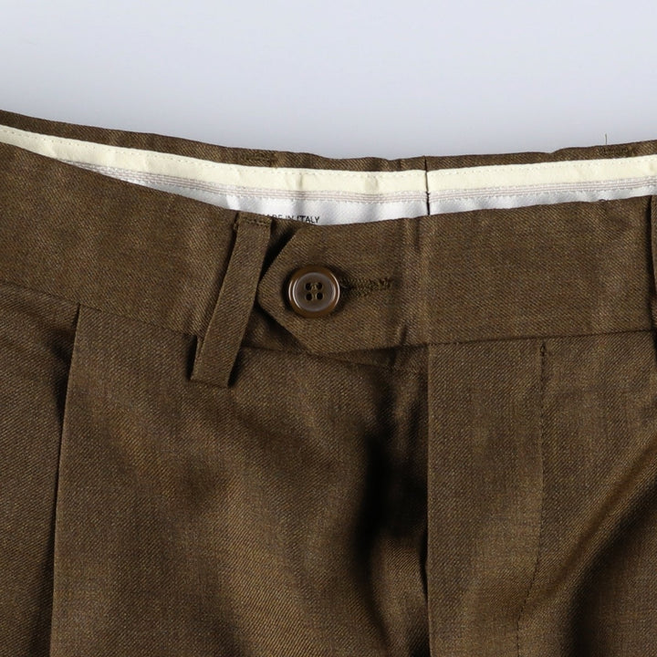SANTORELLI LUXURY SERGE Two-Pleat Wool Trousers, Made in Italy, Men's Size W33 (approx.) wool brown type Vintage Second Hand