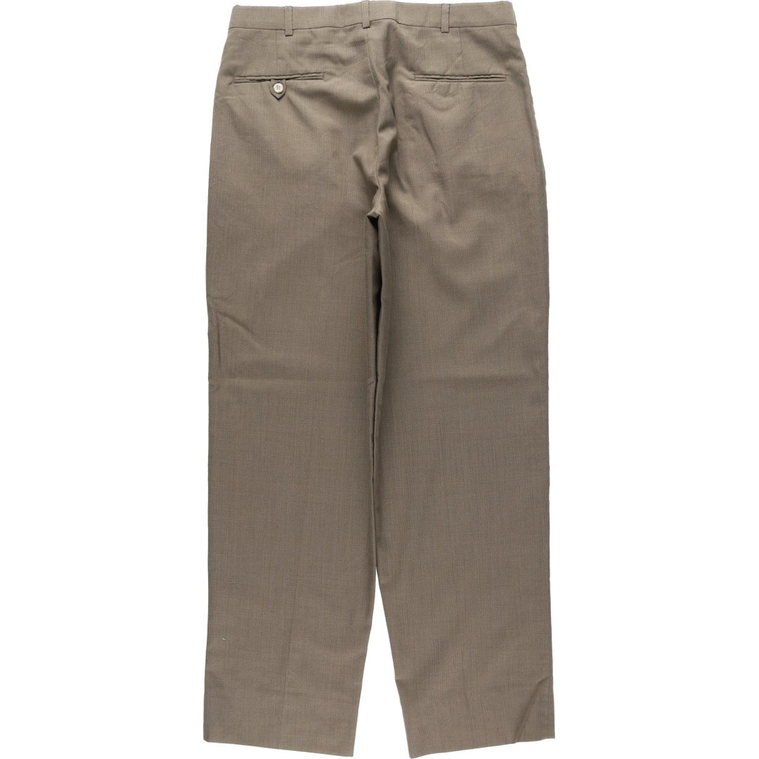 80s-90'S John Alexander Check Pattern Two-Pleat Slacks, Made in USA, Men's W34 (approx.), Vintage unclear Beige type Vintage Second Hand